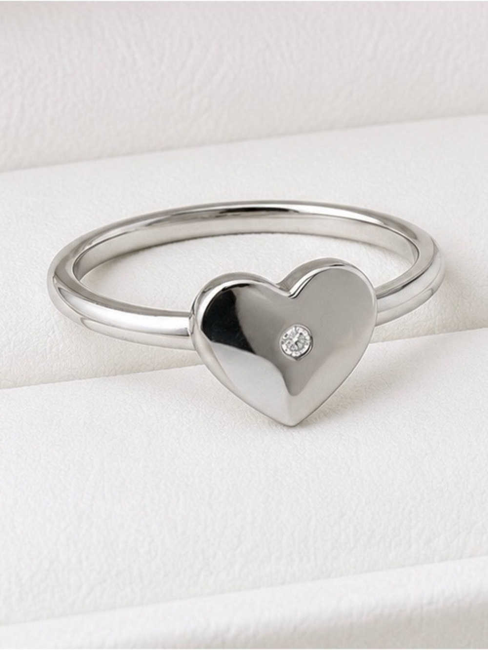Sterling silver zircon heart ring size 6,7,8
